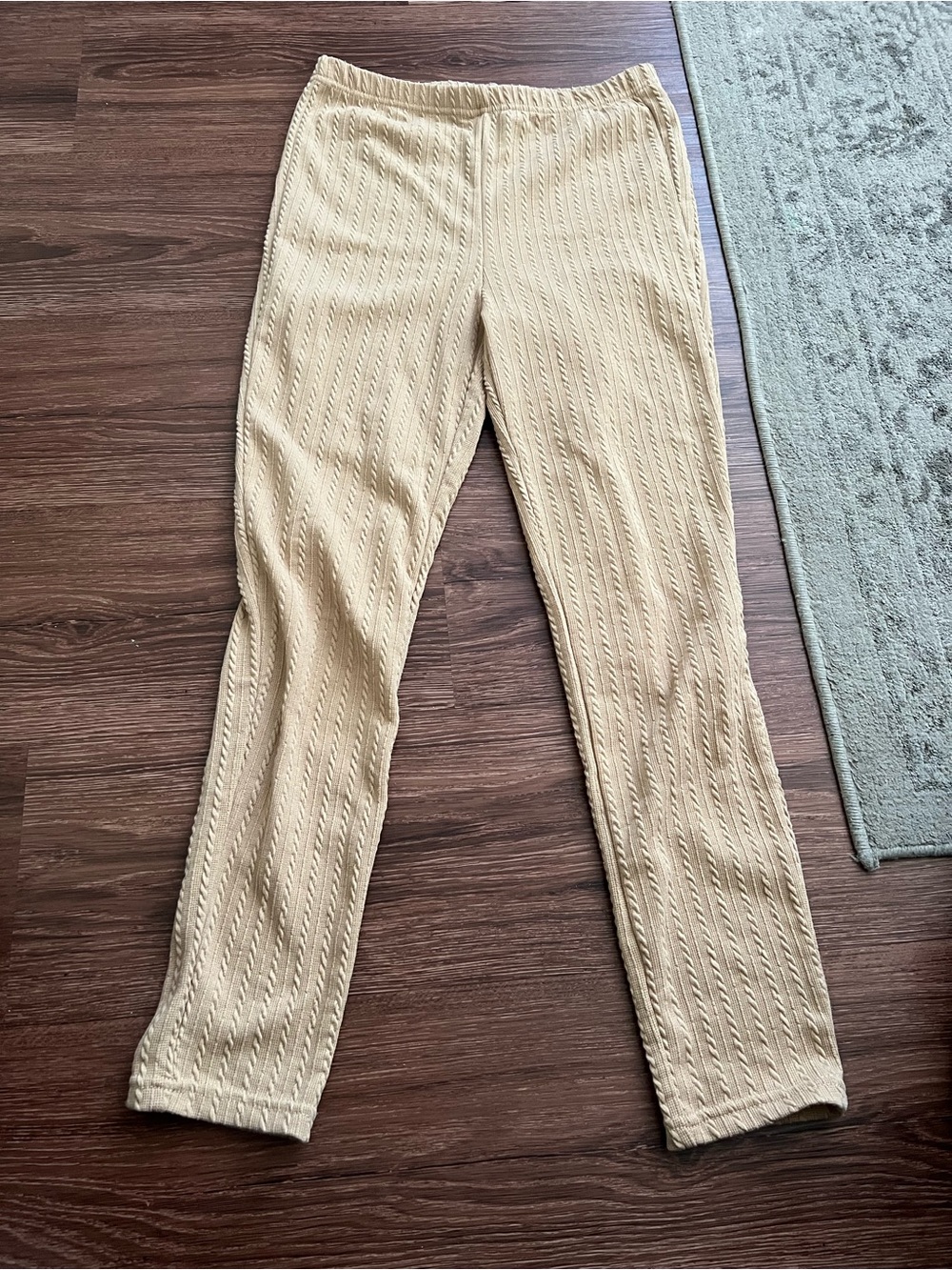Free People Cable Knit Leggings in Light Beige